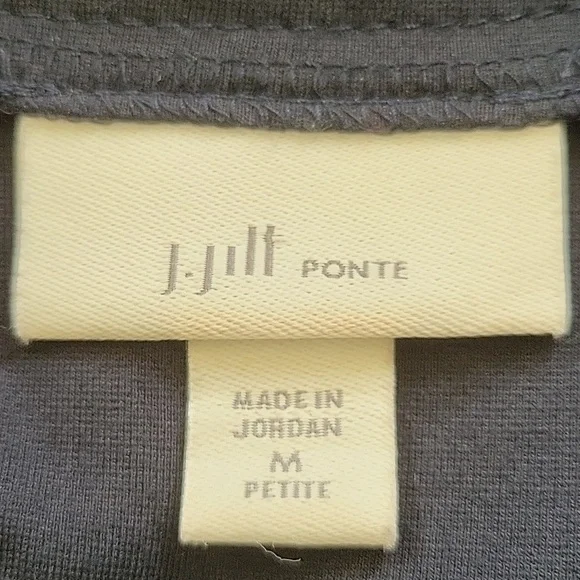 J Jill Navy Blue Ponte Ruffle Wrap Dress Size Medium Petite MP - Picture 8 of 10